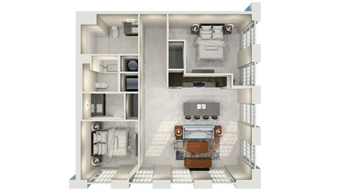 Floor plan for 2 beds, 2 baths, 1060 sqft